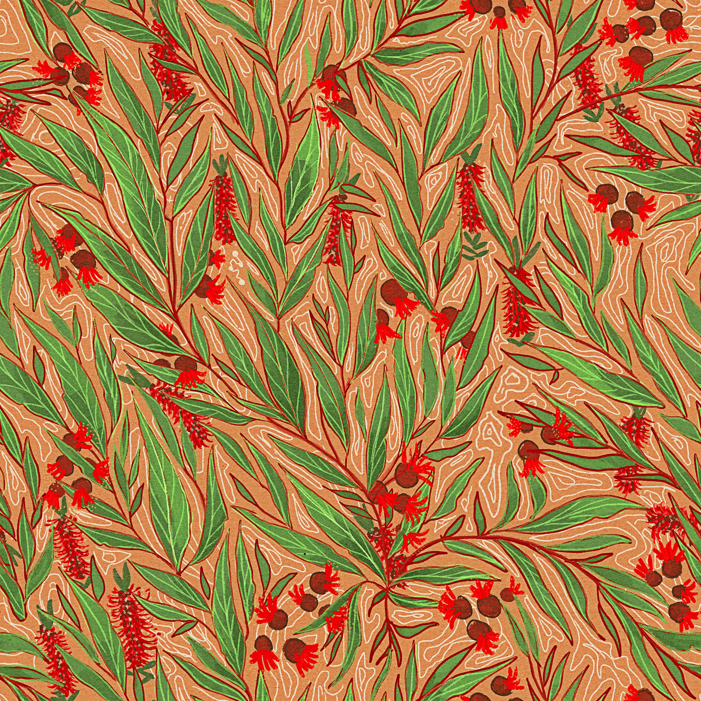 GUM LEAVES WRAPPING PAPER | CHRISTMAS