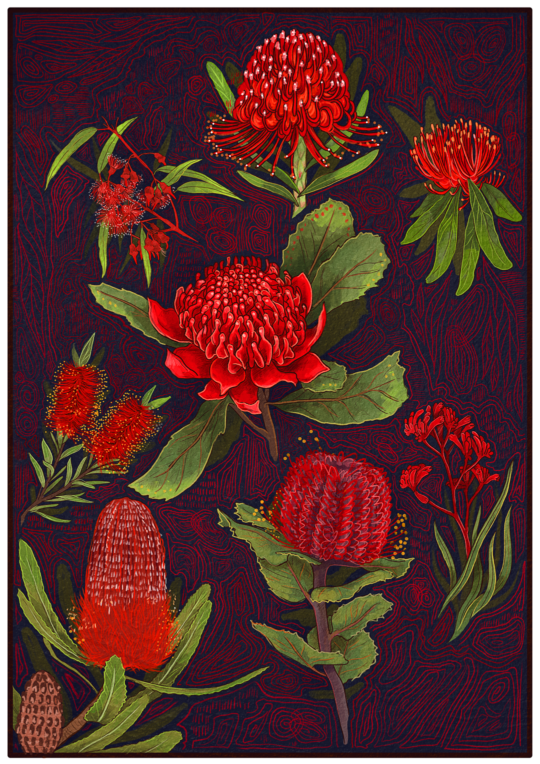 RED FLOWERS | A3 - A0 Hahnemühle German Etching Print